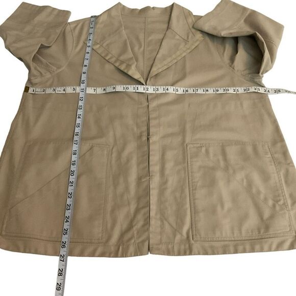Lafayette 148 Jacket Blazer Swing Coat V-Neck Collar Hook Clasp Front Tan 14 - Picture 7 of 12
